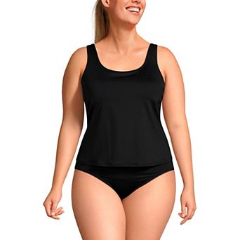 Plus Size Lands' End Chlorine-Resistant 1 pc Fauxkini Swimsuit