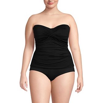Plus Size Lands' End Chlorine Resistant Bandeau Tankini Swimsuit Top
