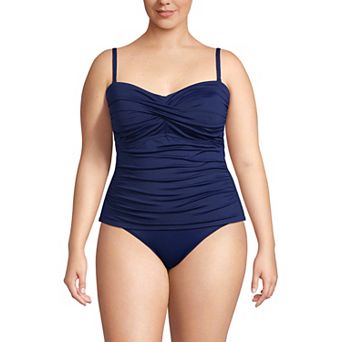Plus Size Lands' End Chlorine Resistant Bandeau Tankini Swimsuit Top