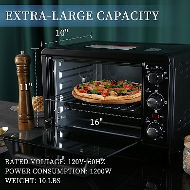 3-in-1 Deluxe Toaster Oven Compact Size Countertop Toaster, 1200W