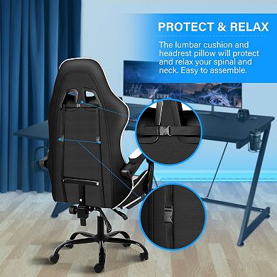 Gaming Office Computer Recliner Ergonomic Adjustable Swivel Chair with Footrest