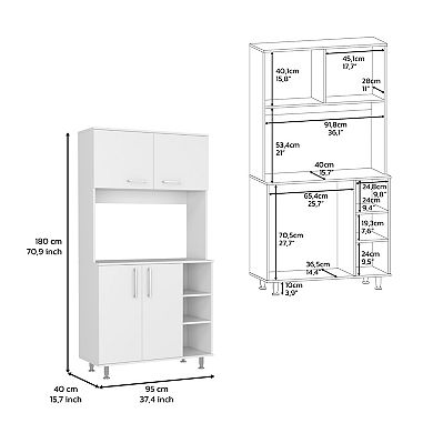 DEPOT E-SHOP Malta Kitchen Pantry Double Door Cabinet, Four Legs, Three Shelves, White