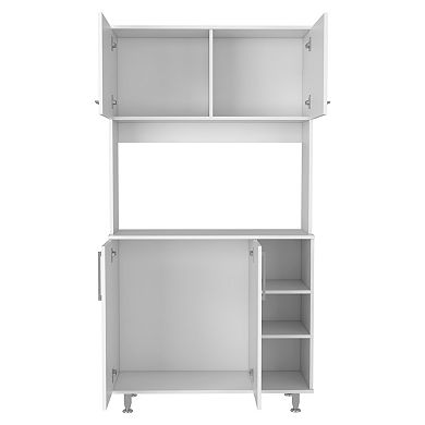 DEPOT E-SHOP Malta Kitchen Pantry Double Door Cabinet, Four Legs, Three Shelves, White