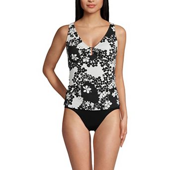 Women's Lands' End Chlorine Resistant V-Neck Tankini Swim Top
