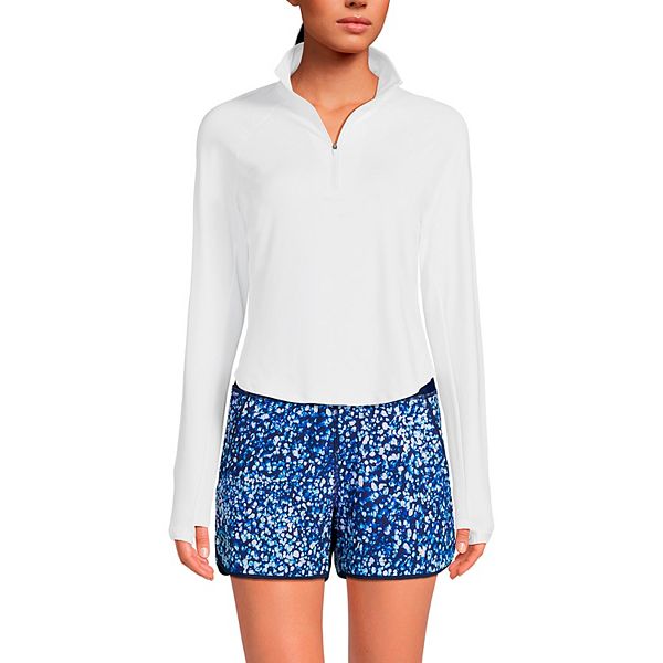 Women's Lands' End QuarterZip Long Sleeve UPF 50 Swim CoverUp Rash Guard