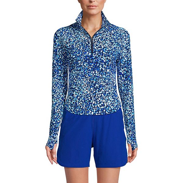 Women's Lands' End QuarterZip Long Sleeve Rash Guard CoverUp
