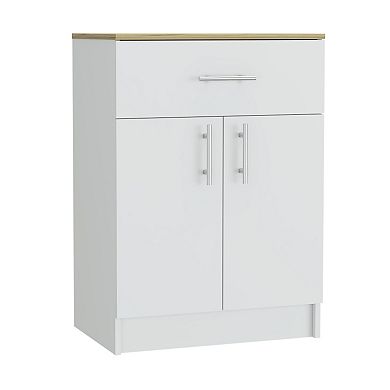 Victoria 2 Piece Kitchen Set,Syros Kitchen Island Cart +Barbados Pantry Cabinet,White/Light Oak