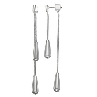 Nine West Silver Tone Front Back Earrings