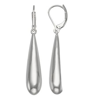 Nine West Silver Tone Metal Drop Leverback Earrings