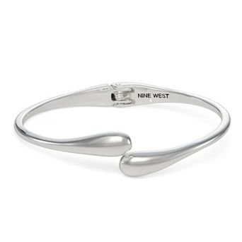 Nine West Silver Tone Hinged Cuff Bracelet