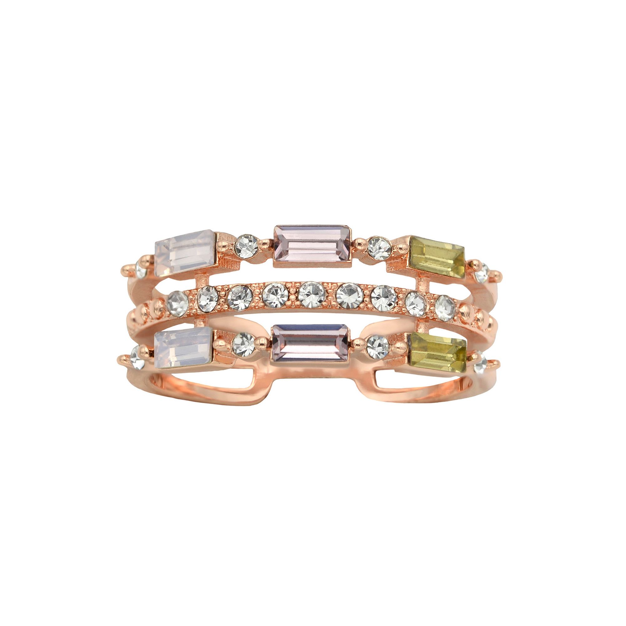 City Luxe Rose Gold Tone Multi Crystal Faux Stack Ring, Womens, Size: 7, P