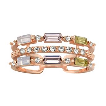 City Luxe Rose Gold Tone Multi Crystal Faux Stack Ring