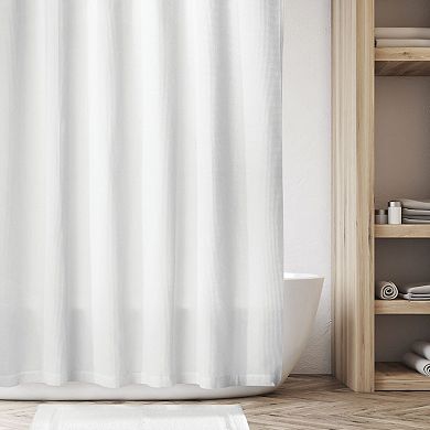 mDesign Cotton Waffle Weave Fabric Bathroom Shower Curtain