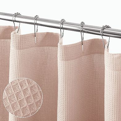 mDesign Cotton Waffle Weave Fabric Bathroom Shower Curtain