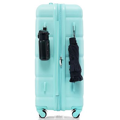 Luggage Set Of 3 Spinner Suitcase Set With Usb Port And Cup Holder