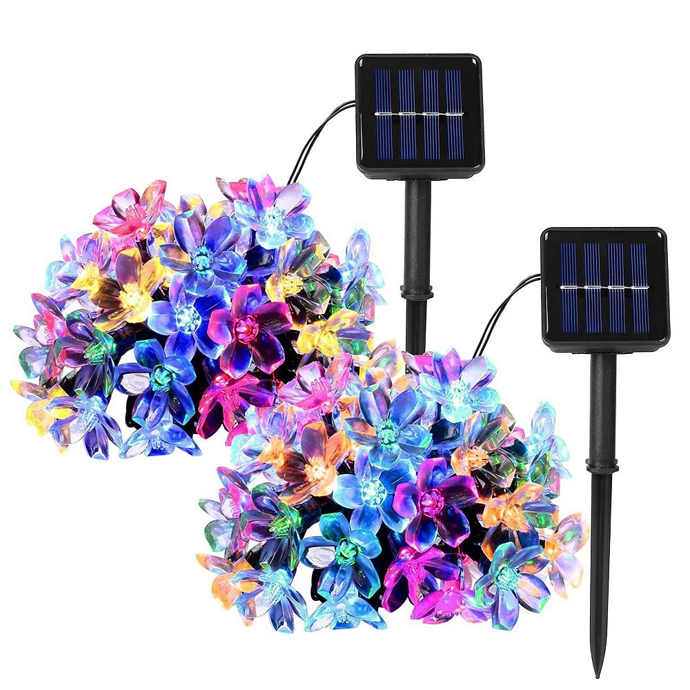 Solar String Lights - 50led - 2pcs Beads Fairy Sakura Flower Blossom Lights