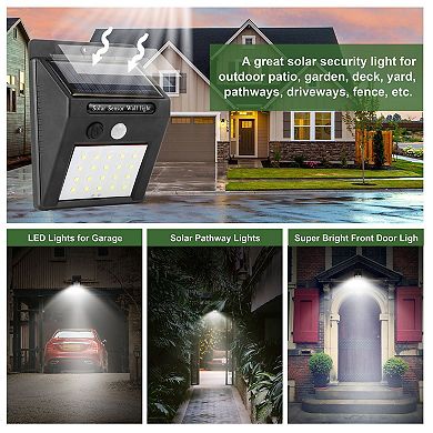 Solar Motion Sensor Lights 20 Leds Ip65 Waterproof Wide Angle Lighting