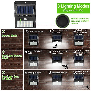 Solar Wall Light Outdoor 100 Led Pir Motion Sensor Ip65 Waterproof Lighting