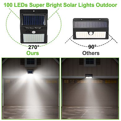 Solar Wall Light Outdoor 100 Led Pir Motion Sensor Ip65 Waterproof Lighting