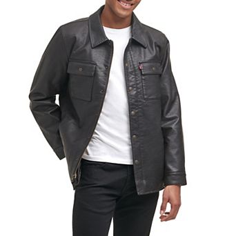 Men's Levi's® Faux Leather Sherpa Lined Button Trucker Jacket