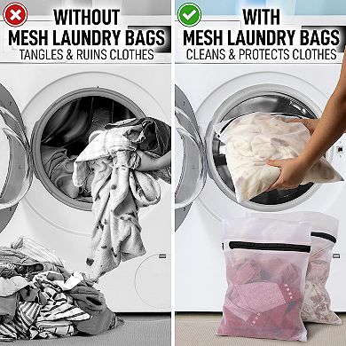 Zulay Kitchen Mesh Laundry Bags 3 Pack Large