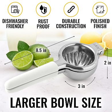Zulay Kitchen Lemon Squeezer Stainless Steel with Premium Heavy Duty Solid Metal Squeezer Bowl