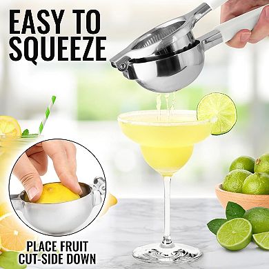 Zulay Kitchen Lemon Squeezer Stainless Steel with Premium Heavy Duty Solid Metal Squeezer Bowl