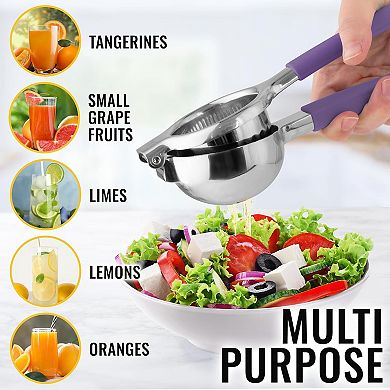Zulay Kitchen Lemon Squeezer Stainless Steel with Premium Heavy Duty Solid Metal Squeezer Bowl