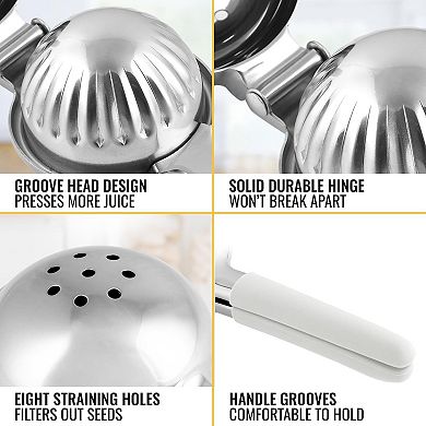 Zulay Kitchen Lemon Squeezer Stainless Steel with Premium Heavy Duty Solid Metal Squeezer Bowl