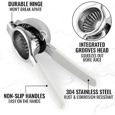 Zulay Kitchen Lemon Squeezer Stainless Steel with Premium Heavy Duty Solid Metal Squeezer Bowl