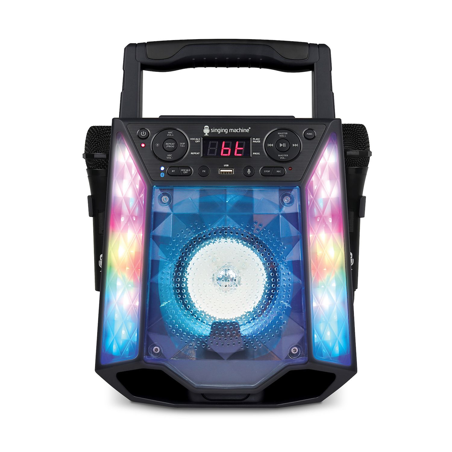 Singing Machine SMM478 Duett-Karaoke-Mikrofone Mit Bluetooth-Lautsprecher | 2 Mikros, Lichteffekte, Akku