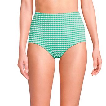 Women's Lands' End Gingham High Waisted Tummy Slimming Tugless Bikini Bottoms
