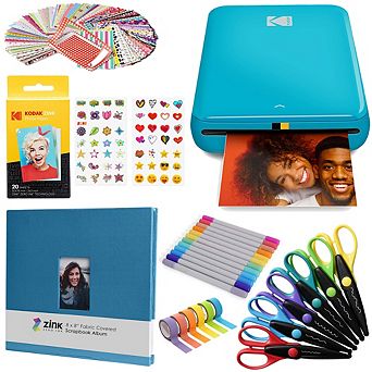 Kodak Step Mobile Instant Photo Printer 2x3" (pink) & Scrapbook Bundle For Ios & Android