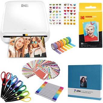 Kodak Step Mobile Instant Photo Printer 2x3" (pink) & Scrapbook Bundle For Ios & Android