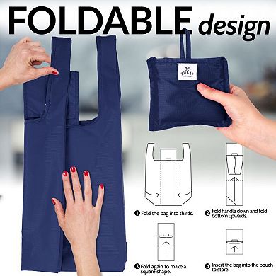 Zulay Kitchen 5 Pack Washable Reusable Shopping Bags Foldable