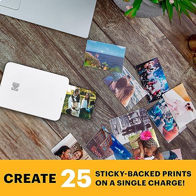 Kodak Step Slim Mobile Color Instant Photo Printer 2x3” (white), Compatible With Ios And Android