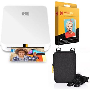 Kodak Step Slim Mobile Instant Photo Printer 2x3" (White) & Zink Photo Paper (20 Sheets) Bundle