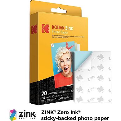 Kodak Step Slim Mobile Instant Photo Printer 2x3" (White) & Zink Photo Paper Starter Bundle