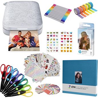 Hp Sprocket Portable 2x3" Instant Photo Printer (luna Pearl), Accesories & Scrapbook Bundle