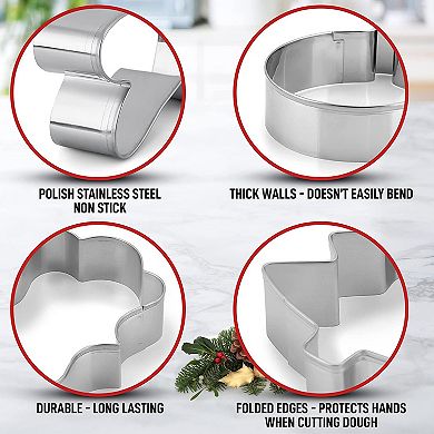 Stainless Steel Christmas Cookie Cutters With Folded Edges (14-Pieces)