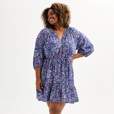 blue mini dress plus size Plus Size Royal Blue Party Long Sleeve Side Zipper Cracked Bodycon Mini Dress main image 0