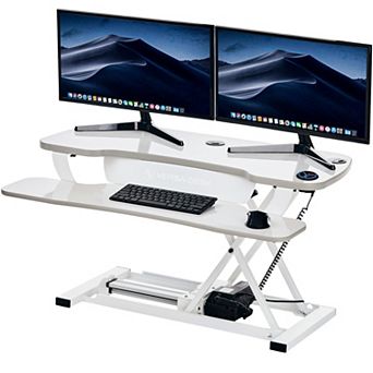 VersaDesk PowerPro 40"W Electric Adjustable Standing Desk Converter, White