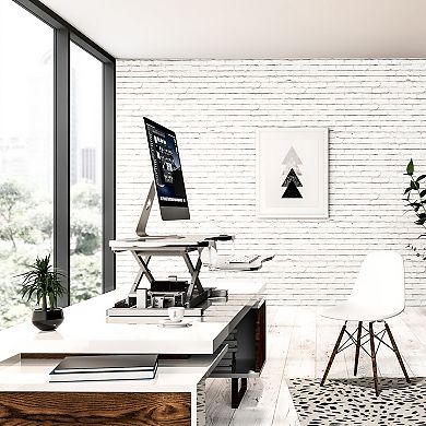 VersaDesk PowerPro 40"W Electric Adjustable Standing Desk Converter, White