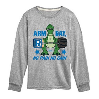 Disney / Pixar's Toy Story Rex Boys 8-20 Arm Day No Pain No Gain Long Sleeve Graphic Tee