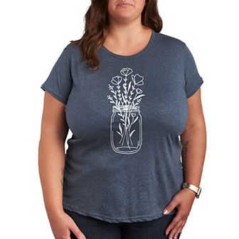 Plus Flowers In Mason Jar Graphic Tee