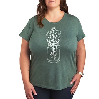 Plus Flowers In Mason Jar Graphic Tee
