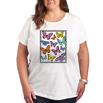 Plus Checker Butterfly Group Graphic Tee