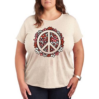 Plus Floral Peace Sign Graphic Tee