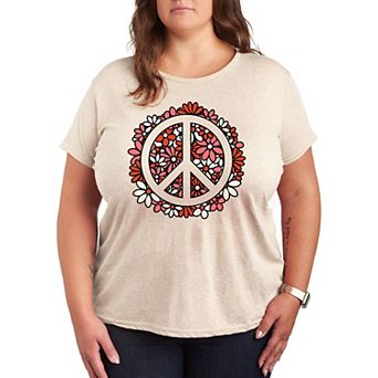 Plus Floral Peace Sign Graphic Tee