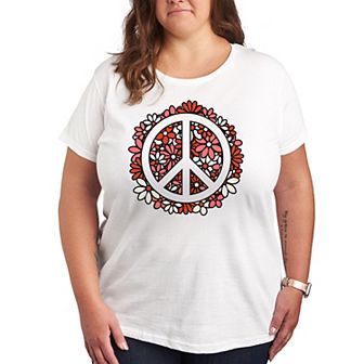 Plus Floral Peace Sign Graphic Tee